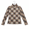 Diagonal Plaid Print Mockneck Long Sleeve