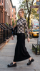 Diagonal Plaid Print Mockneck Long Sleeve
