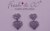 Fresh & Co White Gold Dipped CZ Double Pixel Heart Earrings