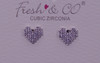 Fresh & Co White Gold Dipped CZ Pixel Heart Earrings