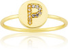 LMTS Girls Gold-Plated "P" Letter Ring - RG6025B-P-GP