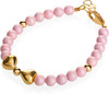 Pastel Rose Pearls & Gold Bow Bracelet - B1904-S