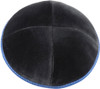 TCS Yarmulka - Velvet Grey With Royal Blue Rim