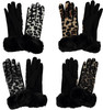 Riqki Women's Cheetah Print Fur Gloves-GL150