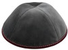 TCS Yarmulka Light Grey Velvet With Maroon Rim And Grey Stitching