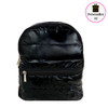 Black Puffer Mini Backpack with Rainbow Straps