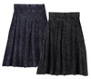 Womens Rib Denim Wash A-line Skirt w/wide Waistband