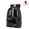 Top Trenz Black Puffer Backpack W/ Track Stripe