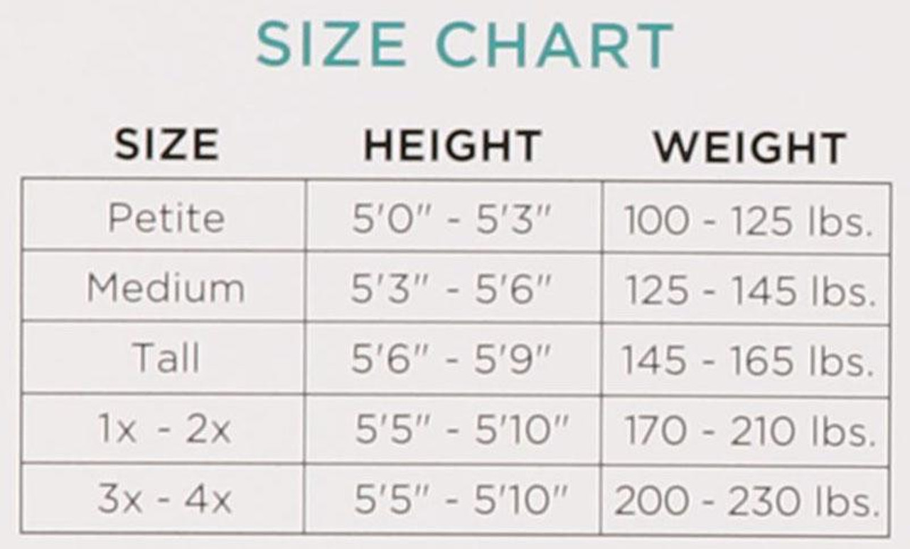 Berkshire Size Chart