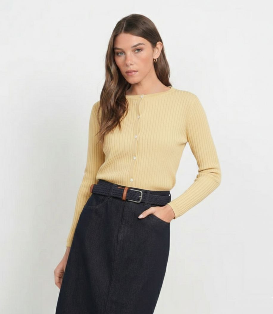 Point Ribbed Knit Cardi - Double Header USA