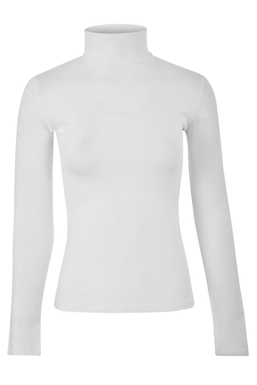 white mock neck top long sleeve