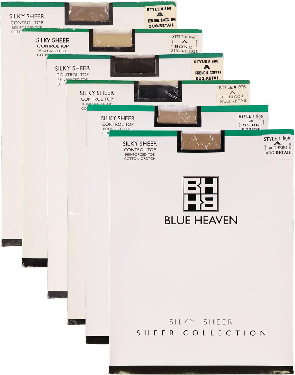 Blue Heaven Womens Silky Sheer Control Top Reinforced Toe Pantyhose -  Double Header USA