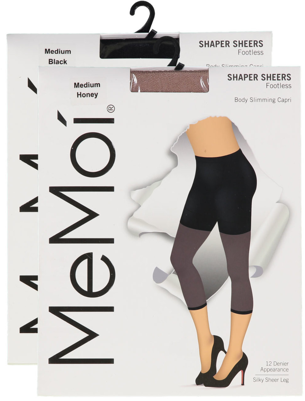 Memoi Womens Shaper Sheer Footless 12 Denier Body Slimming Capri - Double  Header USA