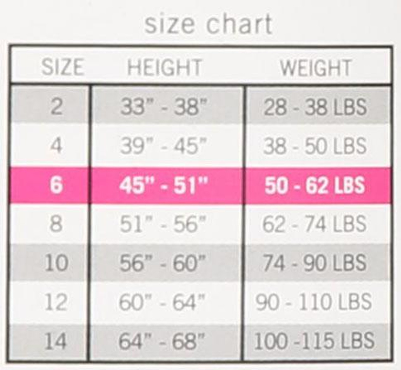 Memoi Size Chart