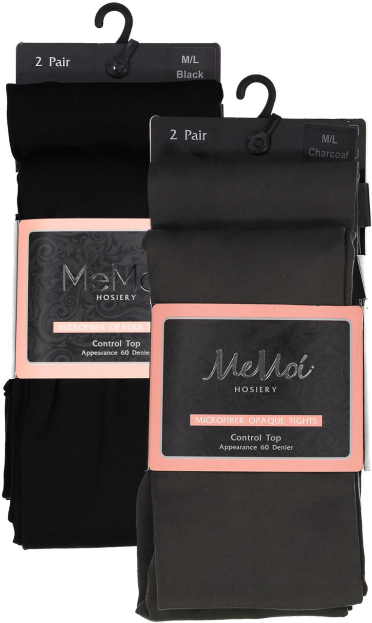 MeMoi Completely Opaque Control Top Tights Black Small/Medium at