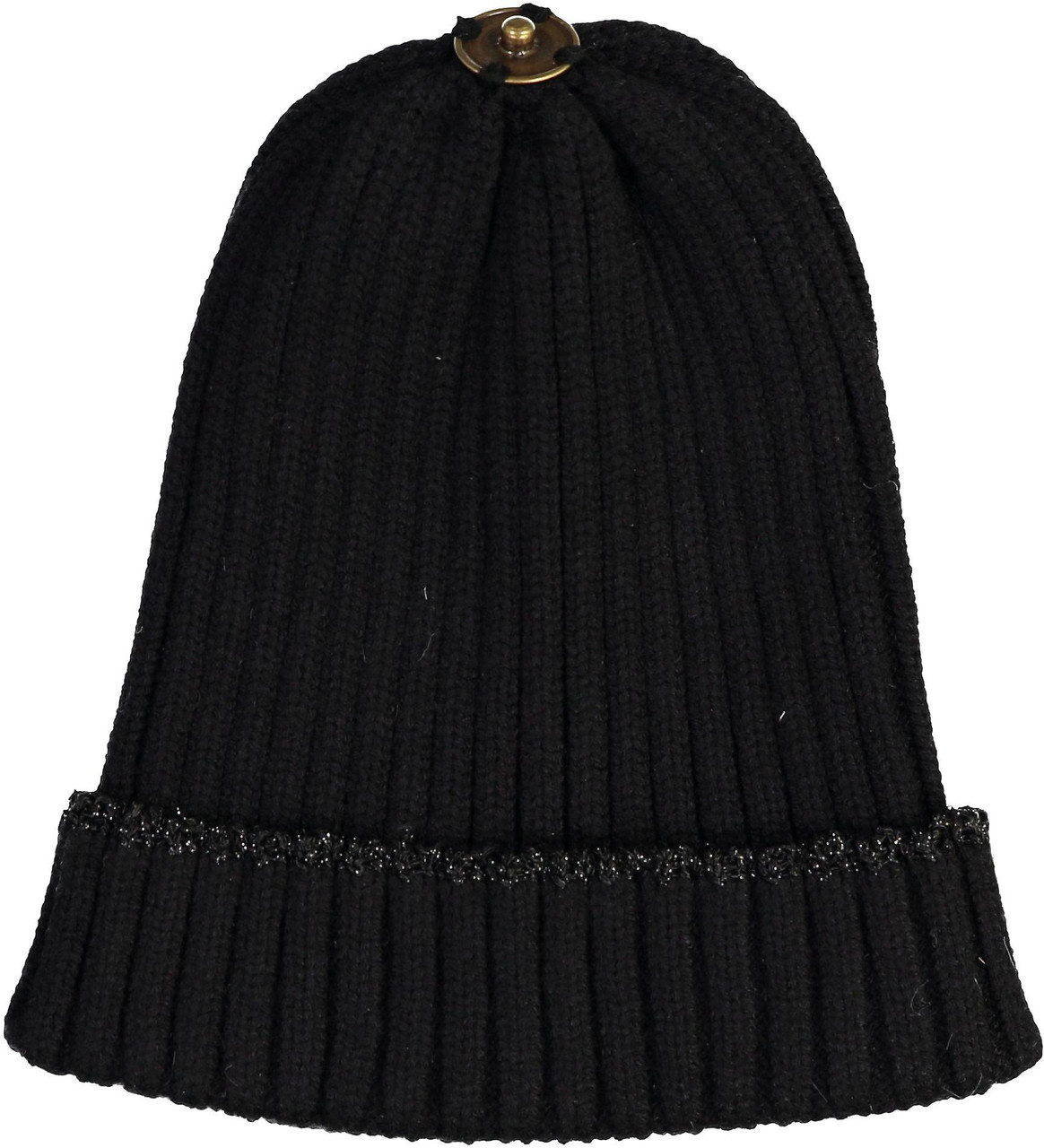 Max Colors Lurex Rim Ribbed Unisex Winter Hat with Snap for