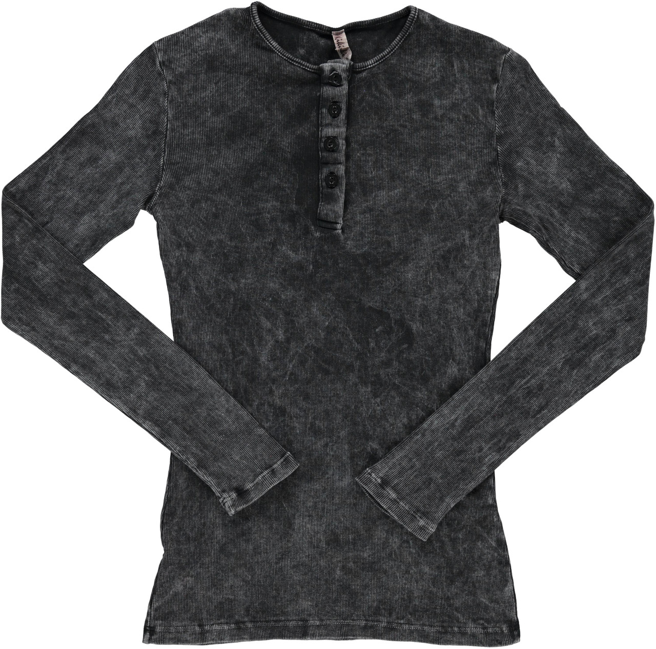 Womens Ribbed Stonewash Long Sleeve 