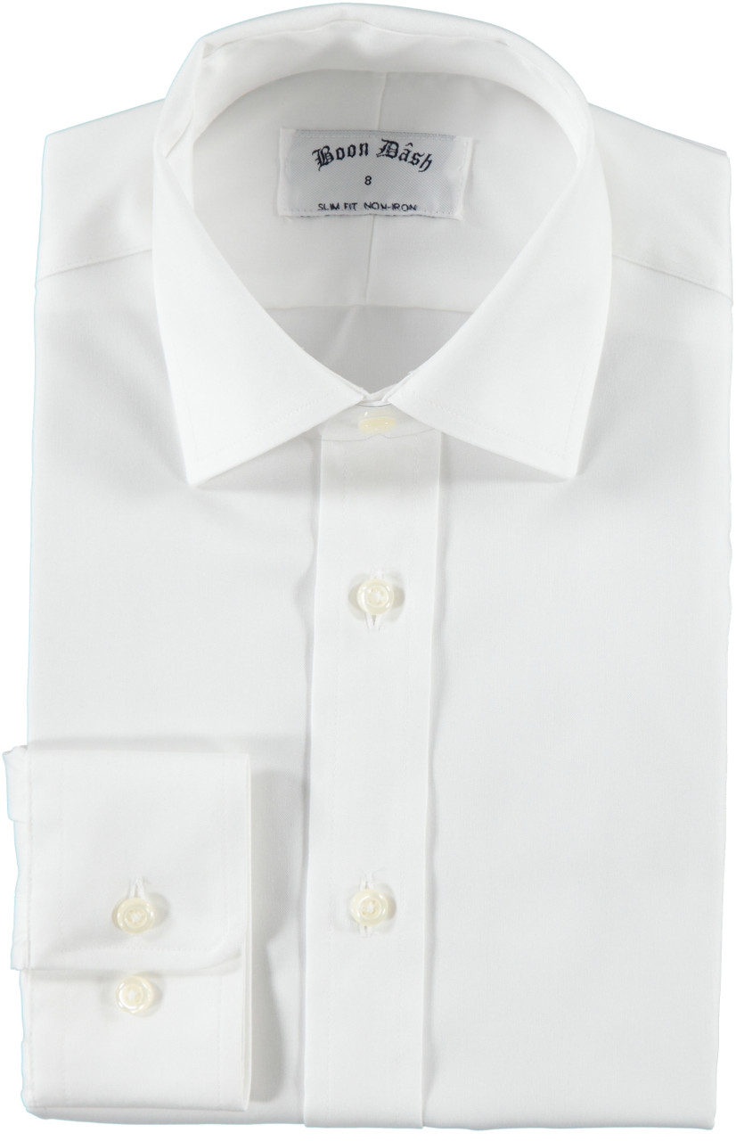 Boon Dash Boys Slim Fit White Shirt - Double Header USA