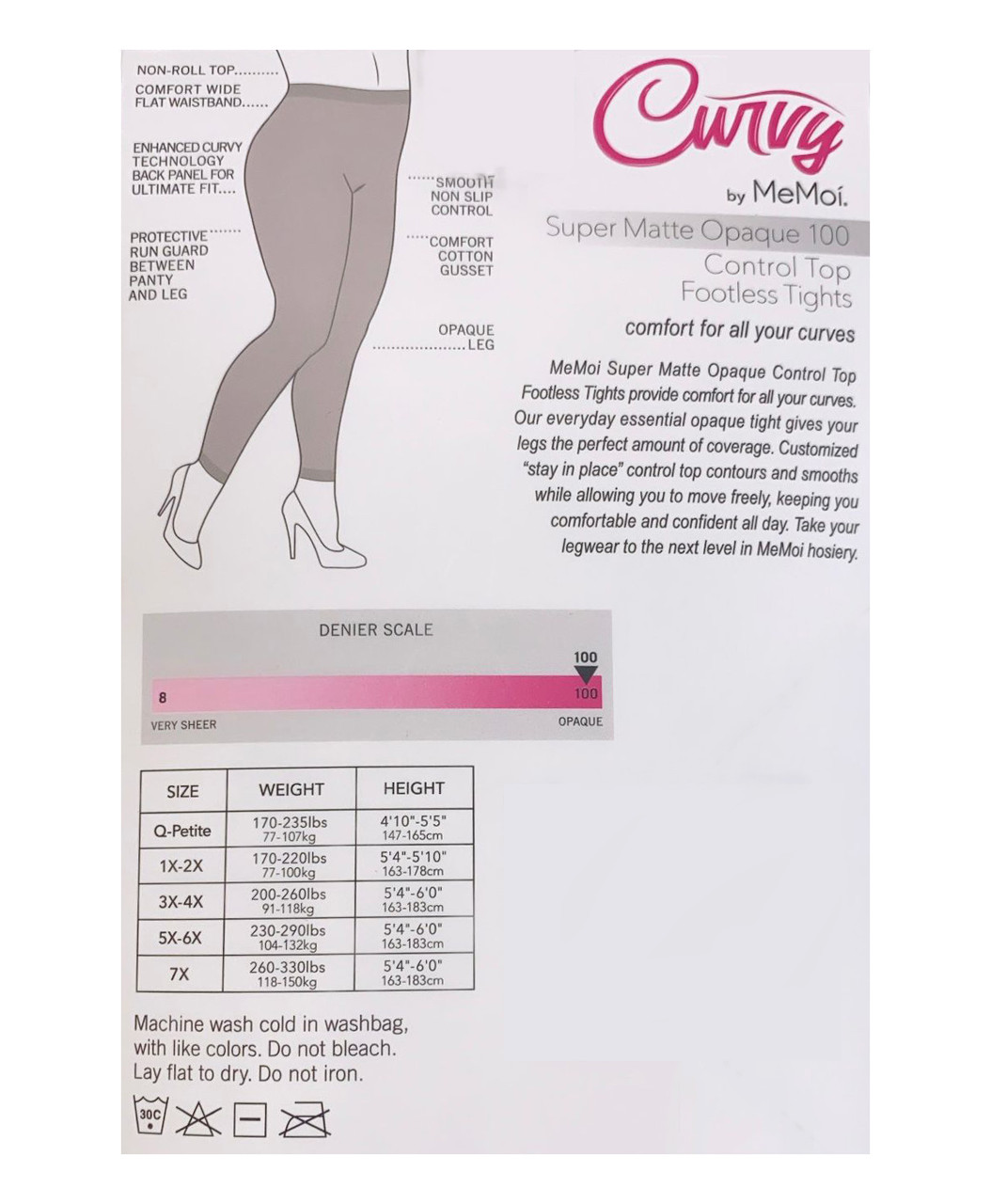 Super Matte 100 CT Footless Tights - Double Header USA