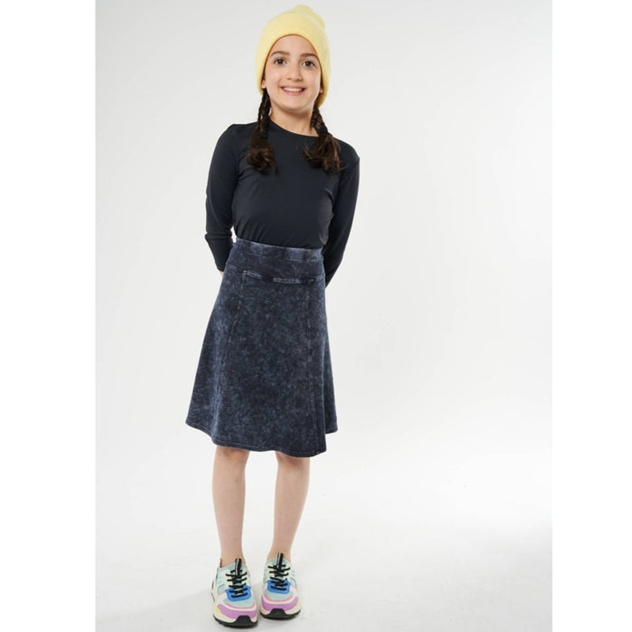 Girls Solid A-line Skirt Below the Knee | Lands' End