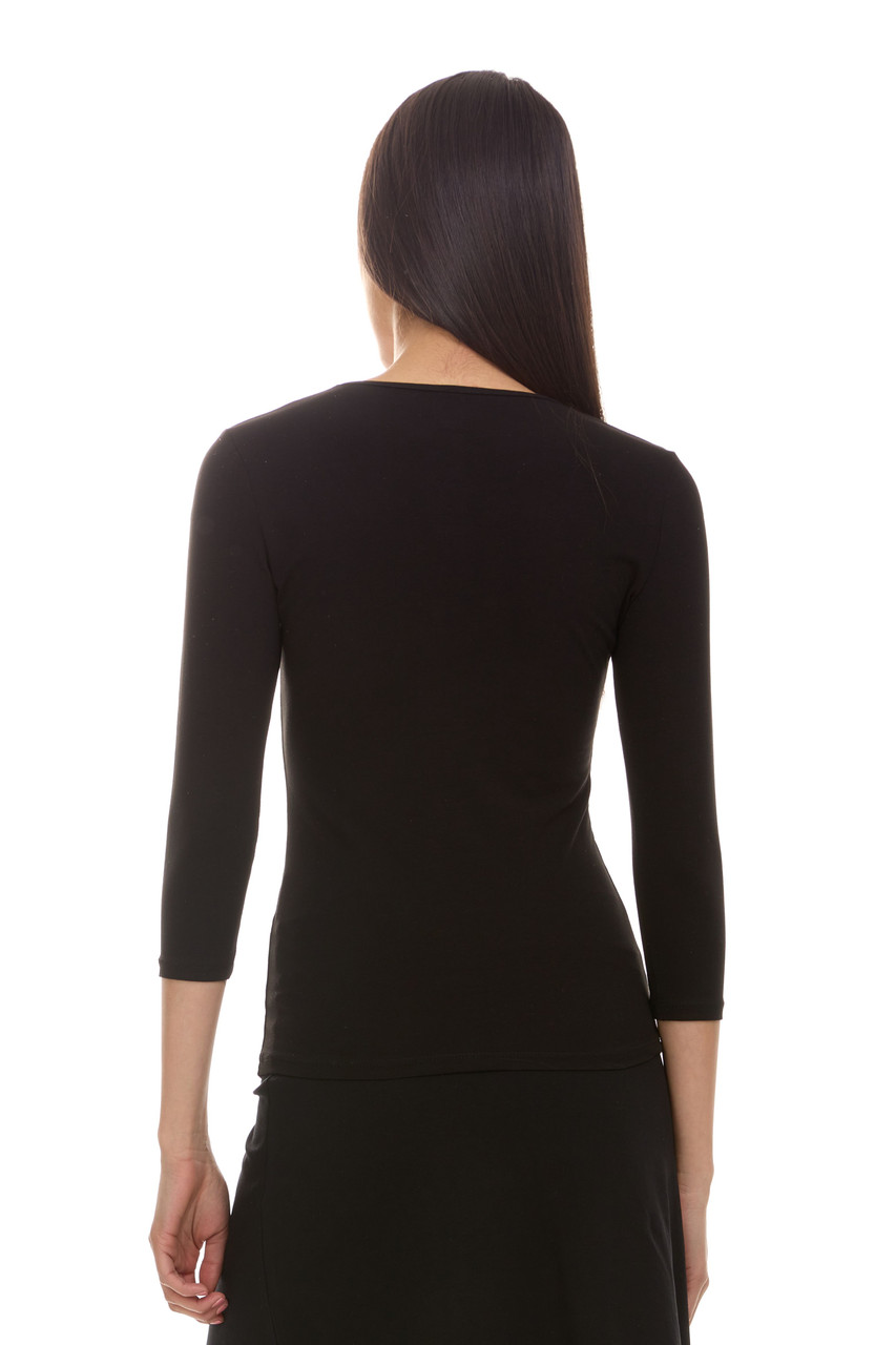 Kiki Riki Womens Wide Neck 3/4 Sleeve Cotton Shell - Double