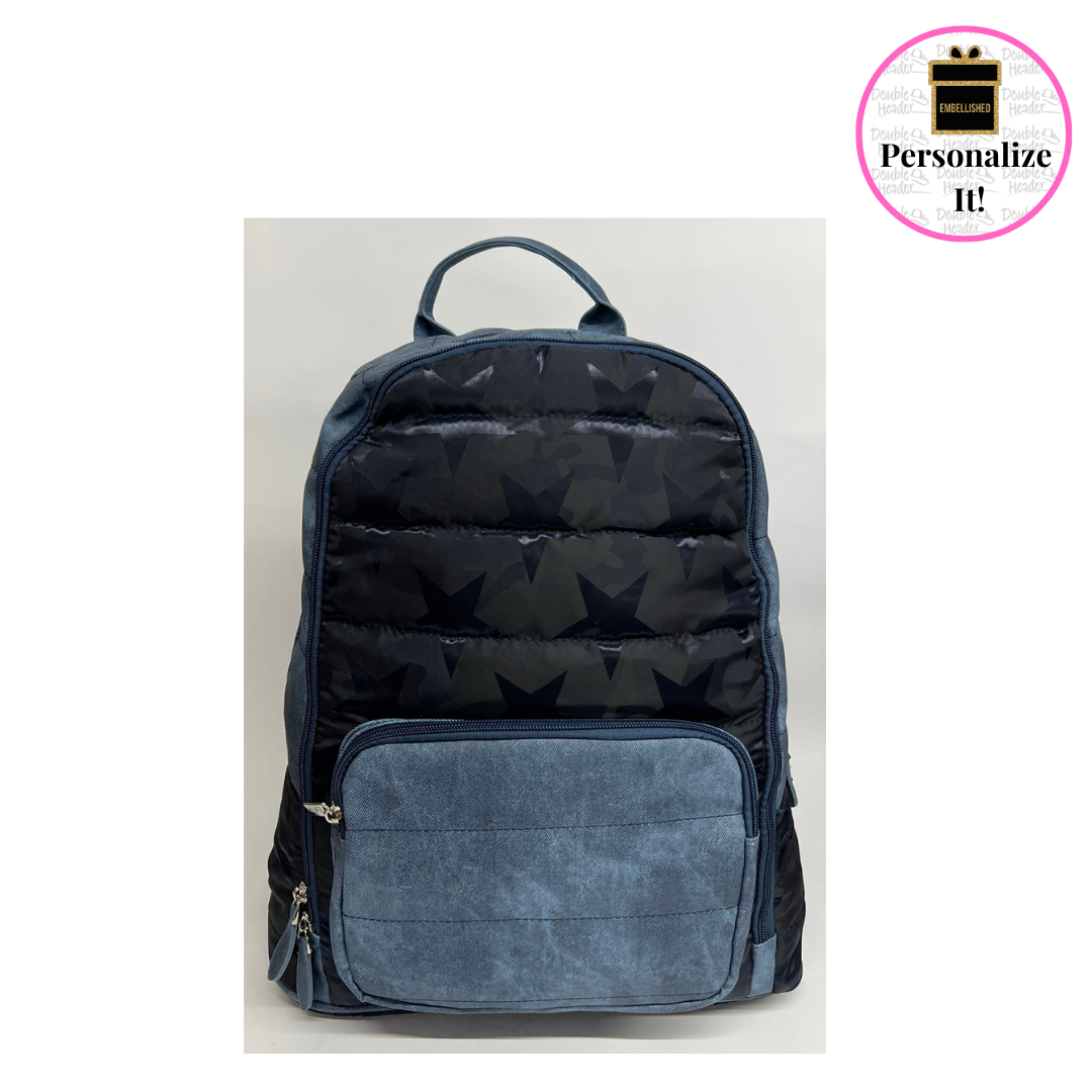 Bari Lynn Denim Camo Star Backpack 