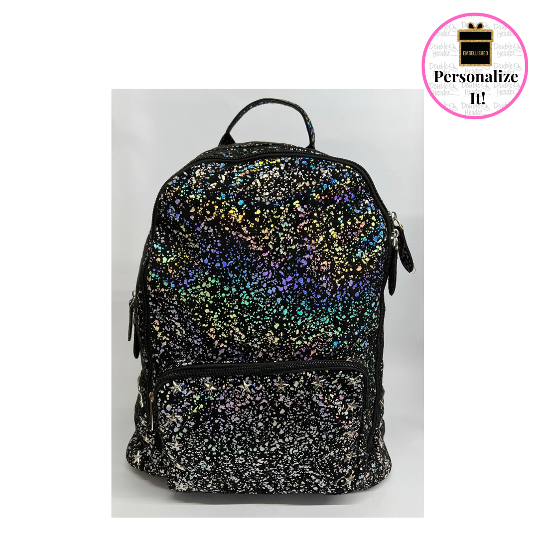 bari lynn studded faux leather backpack Bari Lynn Black Star Studded Splatter Backpack