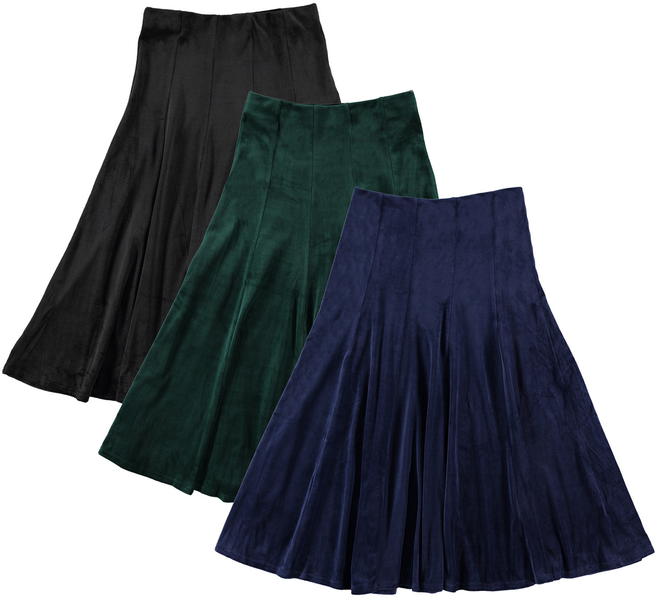 Women/Teens 33 Inches Midi Velour Panel Skirt - Double Header USA