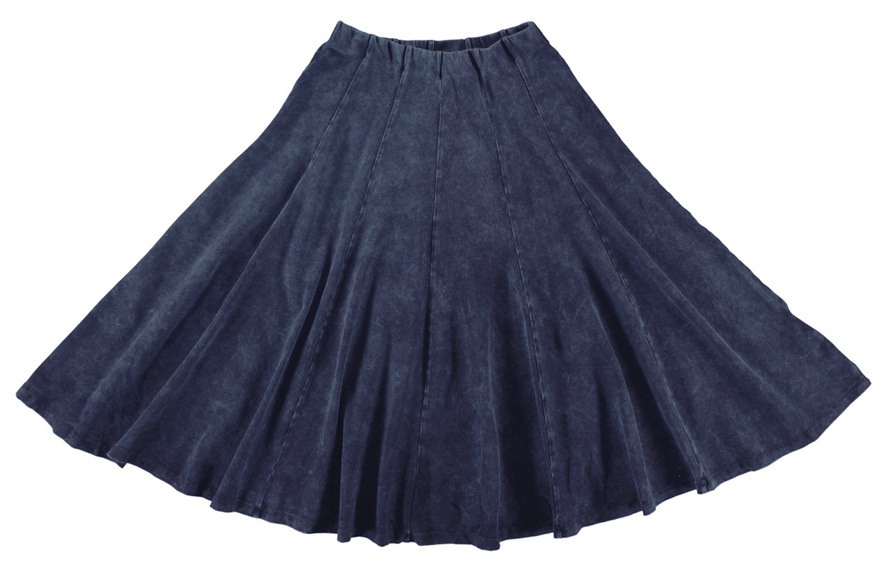 Women/Teen 32 Inches Midi Stonewash Panel Skirt - Double Header USA