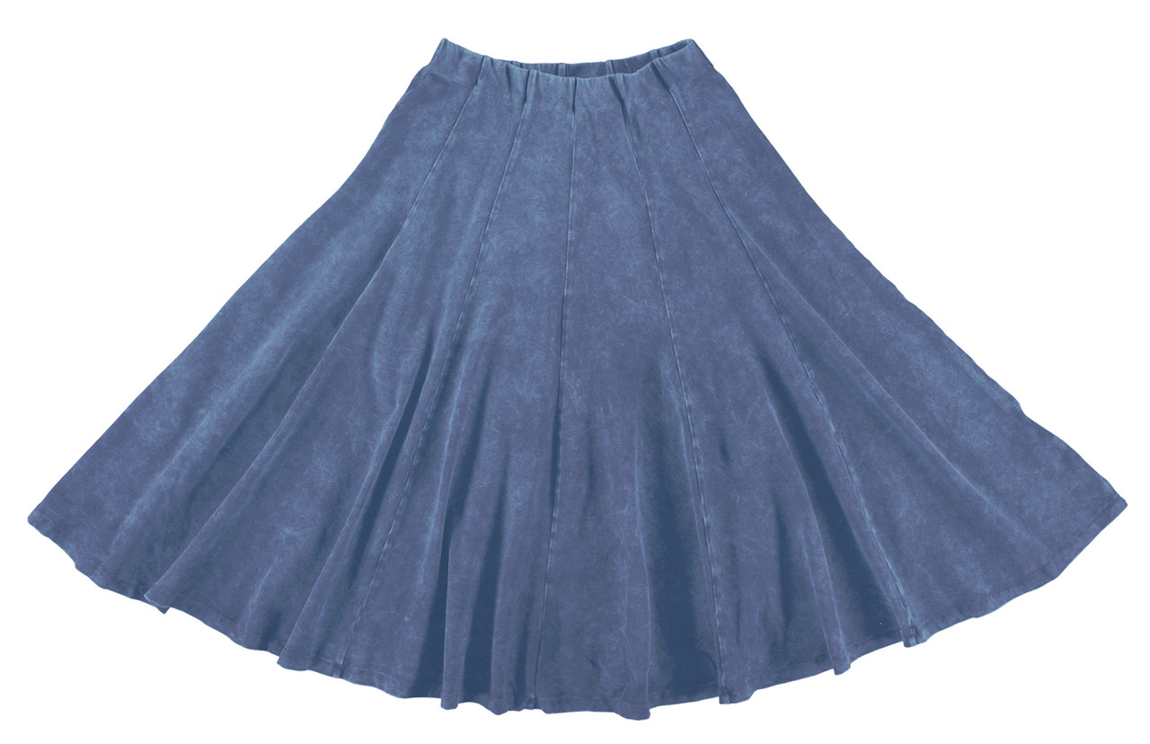 Women/Teen 32 Inches Midi Stonewash Panel Skirt - Double Header USA