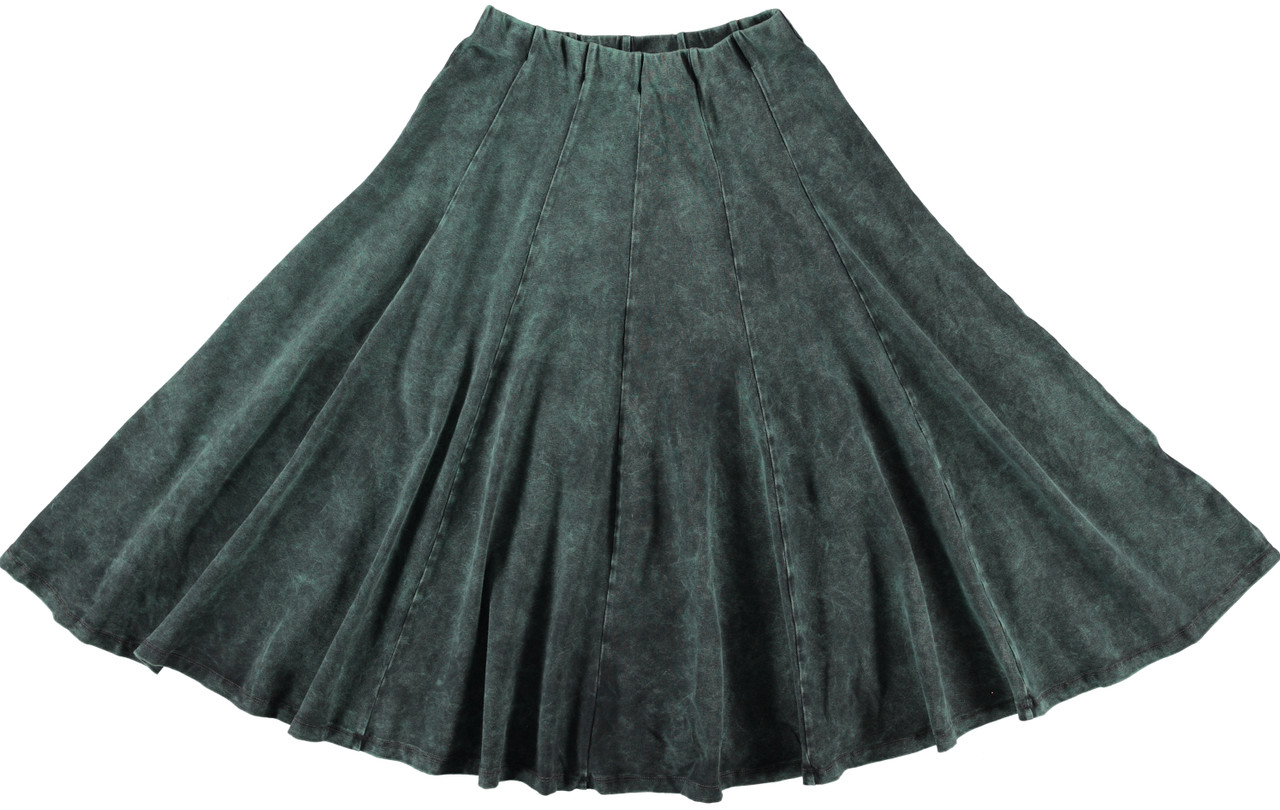 Women/Teen 32 Inches Midi Stonewash Panel Skirt - Double Header USA