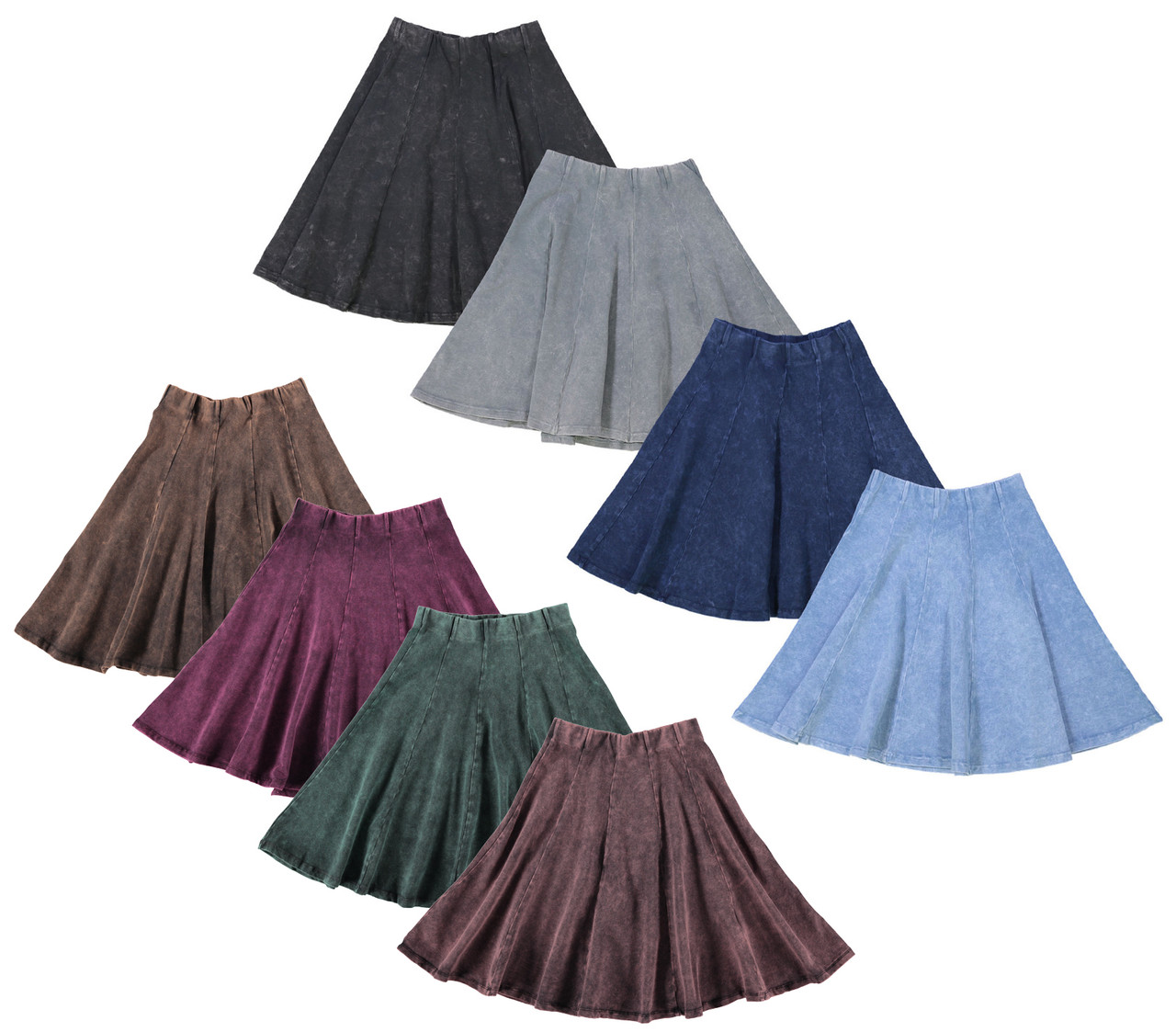 Girls Stonewash Panel Skater Skirt - Double Header USA