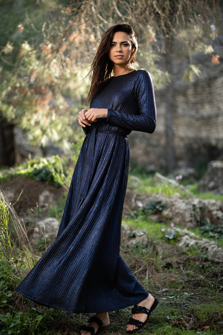 Navy Metallic Maxi Dress - Double Header USA