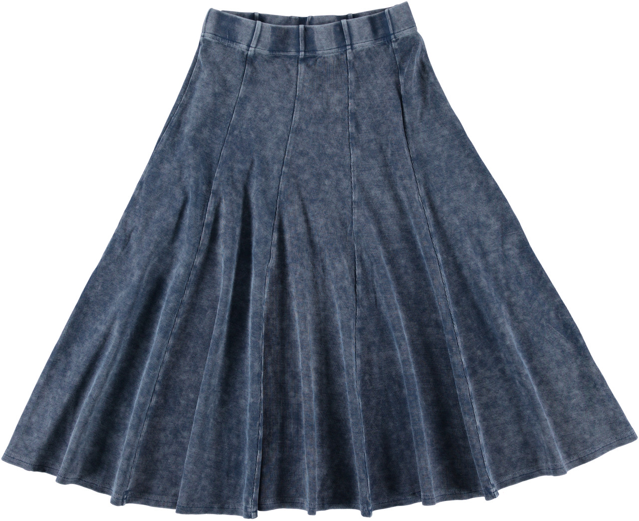 Womens 25/27 Inches Rib Stonewash Panel Skirt - Double