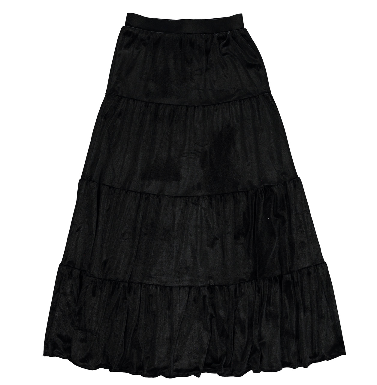 Women's Tiered Velour Maxi Skirt - Double Header USA