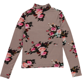 Women's Rose Floral Rayon Mockneck
