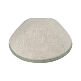 Boy's Tan Linen w/Sage Rim Yarmulka