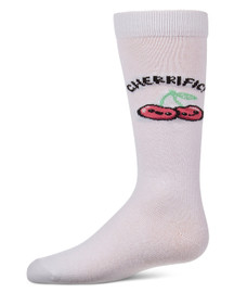 "Cherrific" Cotton-Rich Mini-Ribbed Novelty Knee High Sock