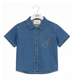 Embroidered Denim Polo