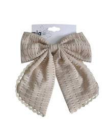 Textured Bow w/Embroidery Hair Clip