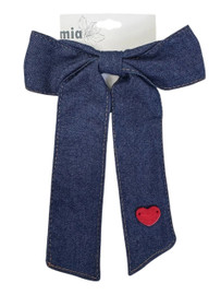 Denim Heart Detail Bow Hair Clip