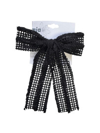 Crochet Fishnet Bow Hair Clip