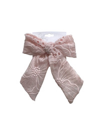 Floral Embroidered Bow Hair Clip