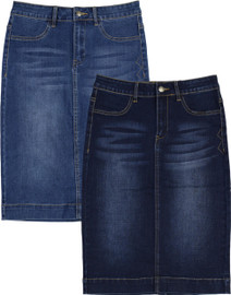 Womens Longer Denim Straight Skirt
