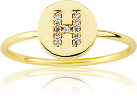 LMTS Girls Gold-Plated "H" Letter Ring - RG6025B-H-GP