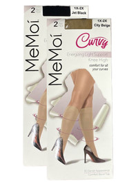 MeMoi Energizing Plus Size Knee High Stockings 2-Pack City Beige 1X/2X at   Women's Clothing store