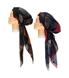 Women Lurex Leaves Pre-tied Headscarves