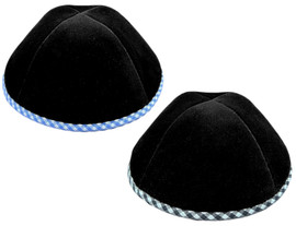 Boy's Black Velvet W/ Gingham Rim Yarmulka