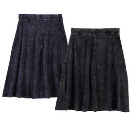Girls Rib Denim Wash A-line Skirt w/Thin Waistband