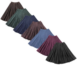 Women/Teen 32 Inches Midi Stonewash Panel Skirt - Double Header USA